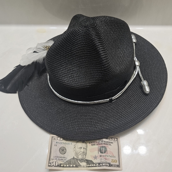 Classic Black "Major Payne" Sergant/Campaign Hat with removable hat feathers,etc - Picture 10 of 10